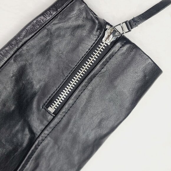 Zara Women's Black Long Sleeve Round Neck Streetwear Faux Leather Jacket Size XS - Picture 6 of 12